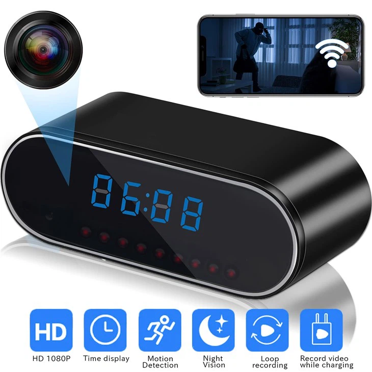 Hidden Camera Alarm Clock With Audio